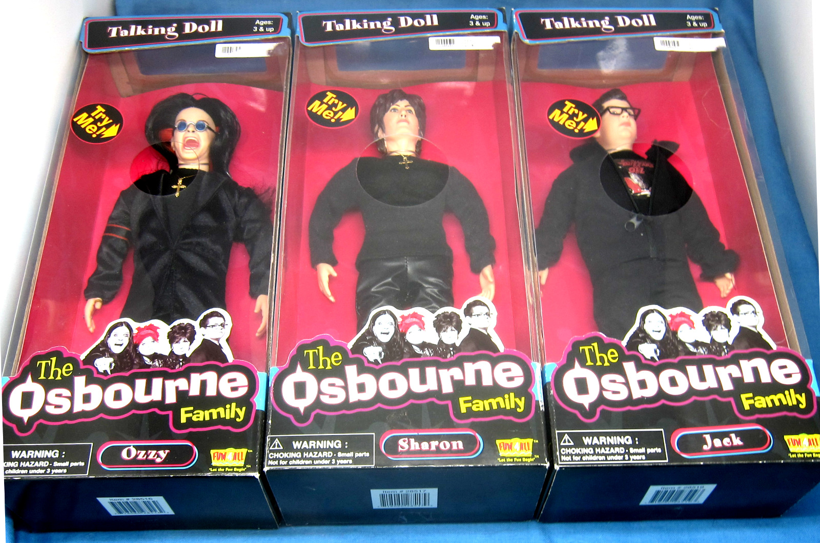 Osbourne Family Talking Dolls Set Of 3 Ozzy Sharon Jack Nib By Joks Need Battery