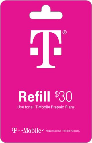 T-mobile Prepaid $30 Refill Card Air Time/top-up/recharge/no Physical Card