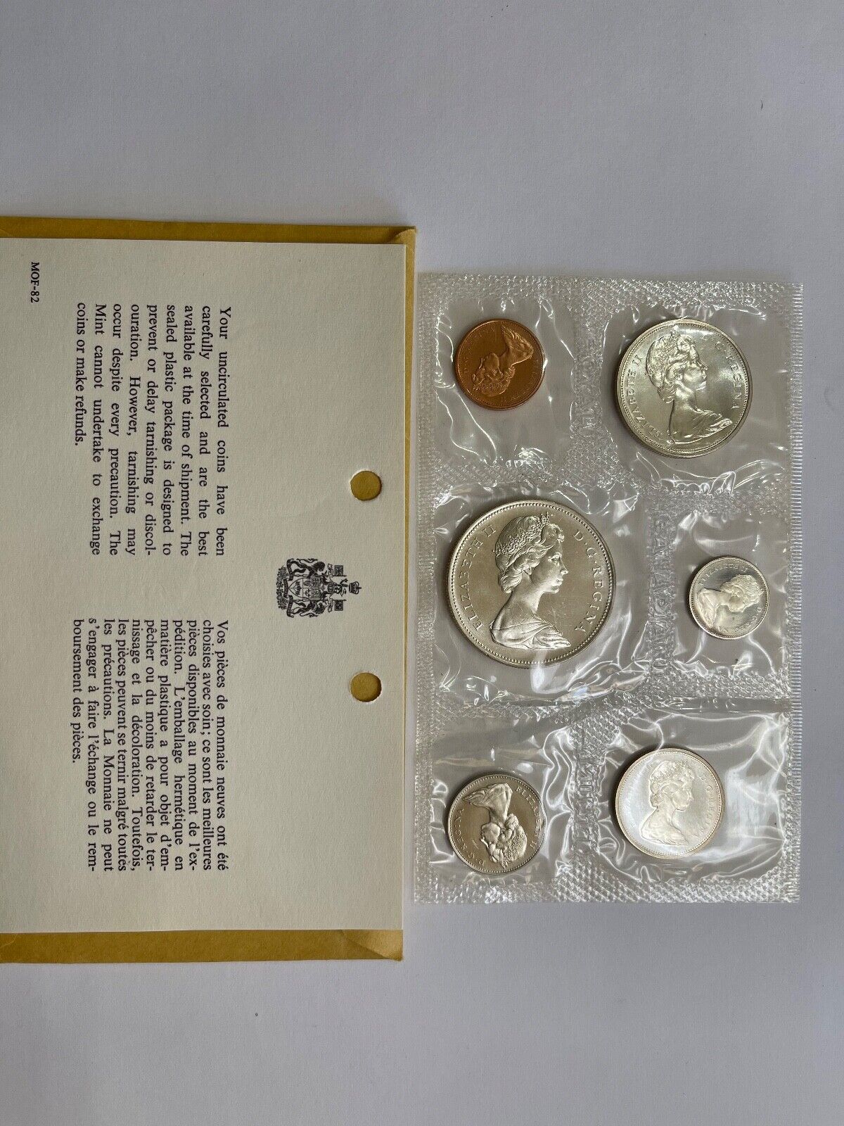 1966 Royal Canadian Mint Proof Like 6 Coin Set, 80% Silver! -with Coa.-